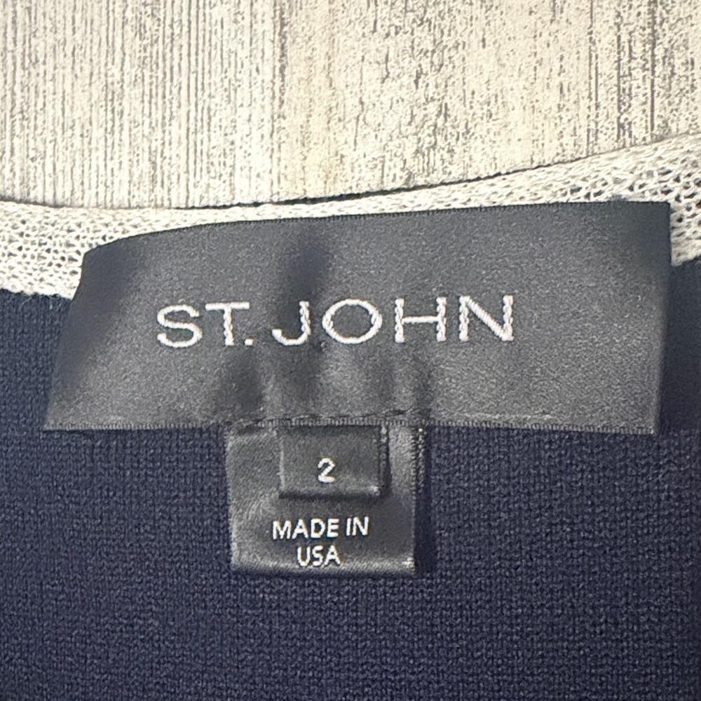 St John Navy Wool Blend Jacket Size 2 - Picture 6 of 11